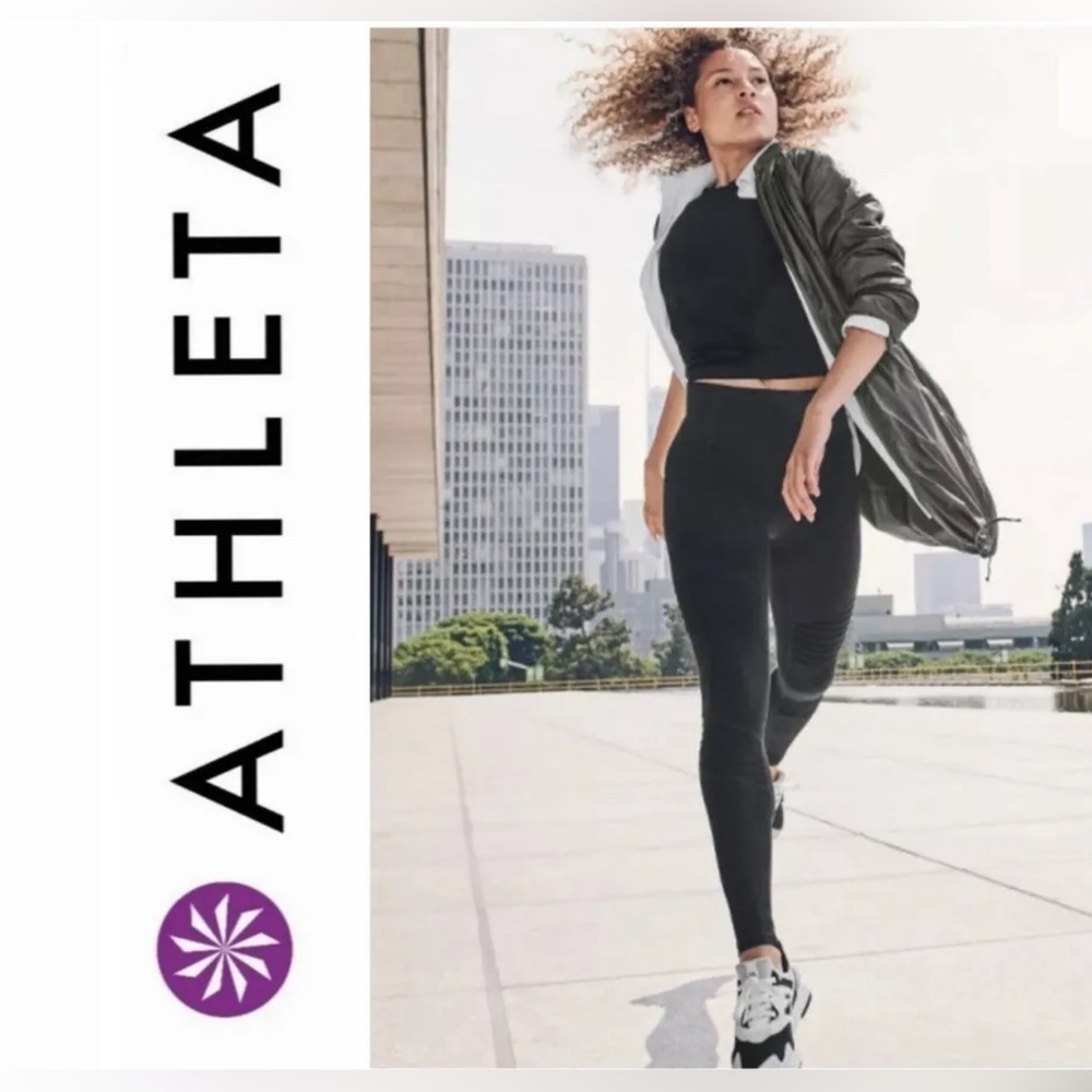 Athleta Sophia Street Moto Leggings Black High Rise 158808 Ankle Zip Women’s L